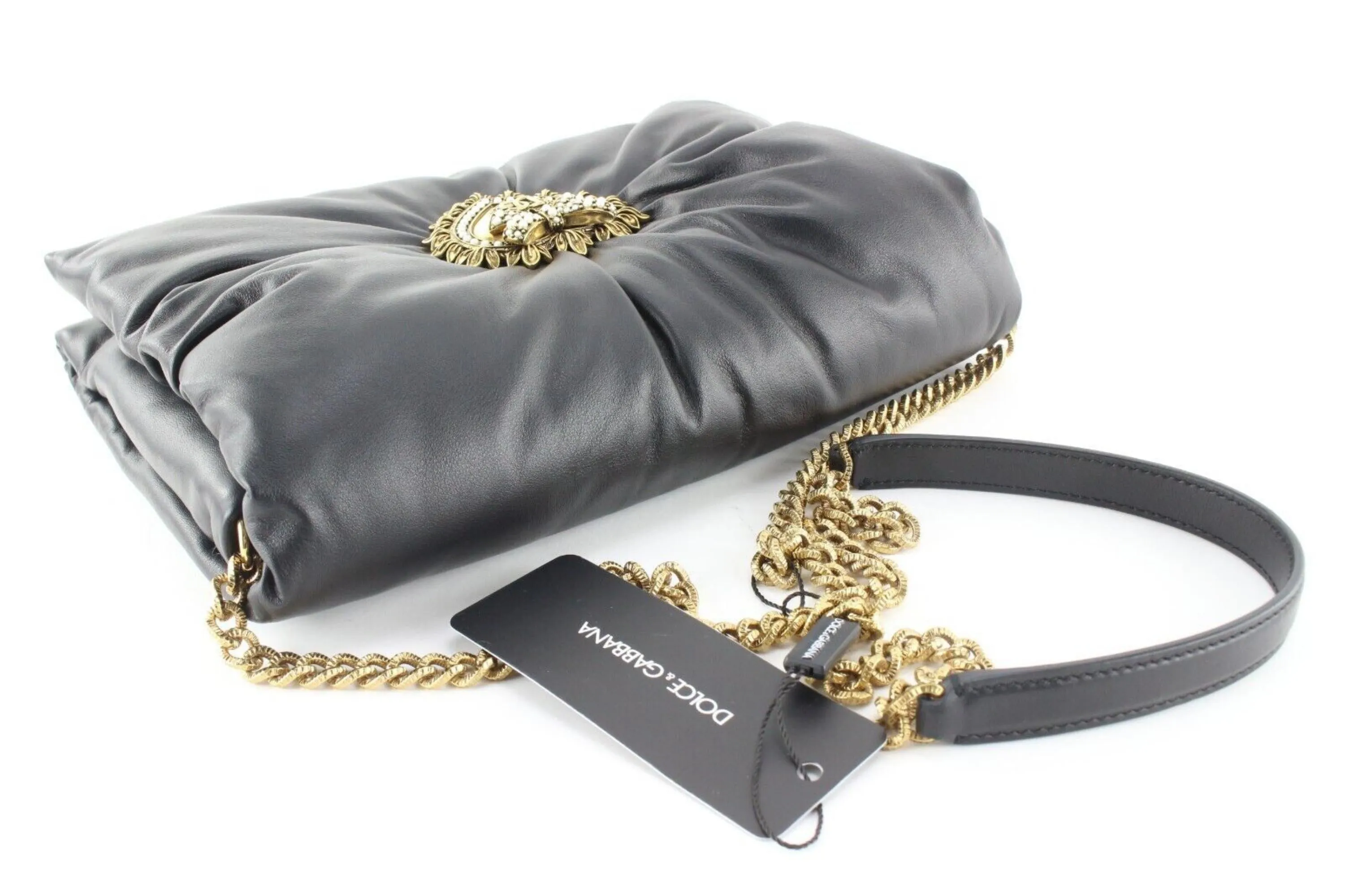 Dolce & Gabbana Devotion Logo Heart Puffy Leather Crossbody GHW 1DG424C