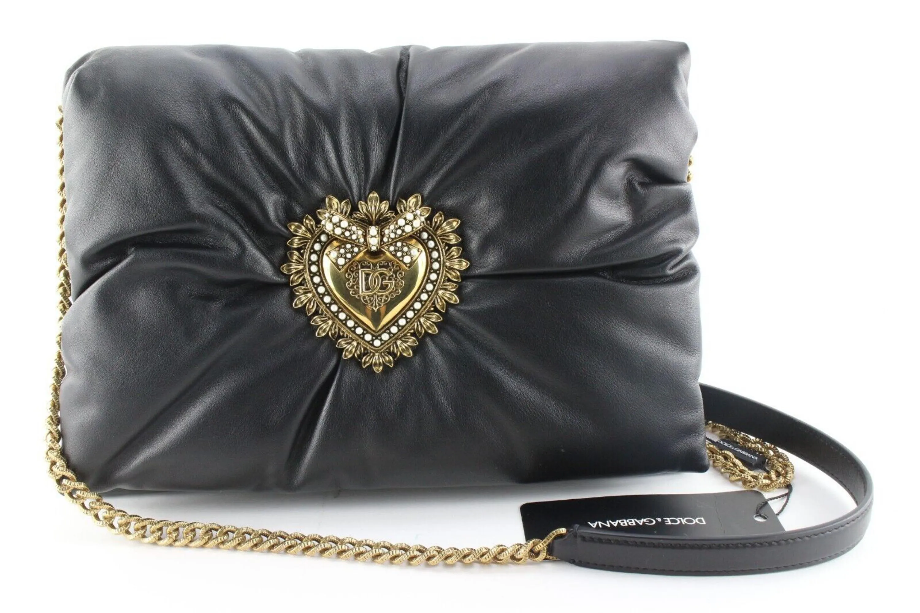 Dolce & Gabbana Devotion Logo Heart Puffy Leather Crossbody GHW 1DG424C