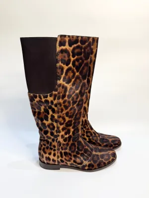 DOLCE & GABBANA Leopard Print Calf Hair Knee-High Boots (Size 38) | Made in Italy | Excellent Condition