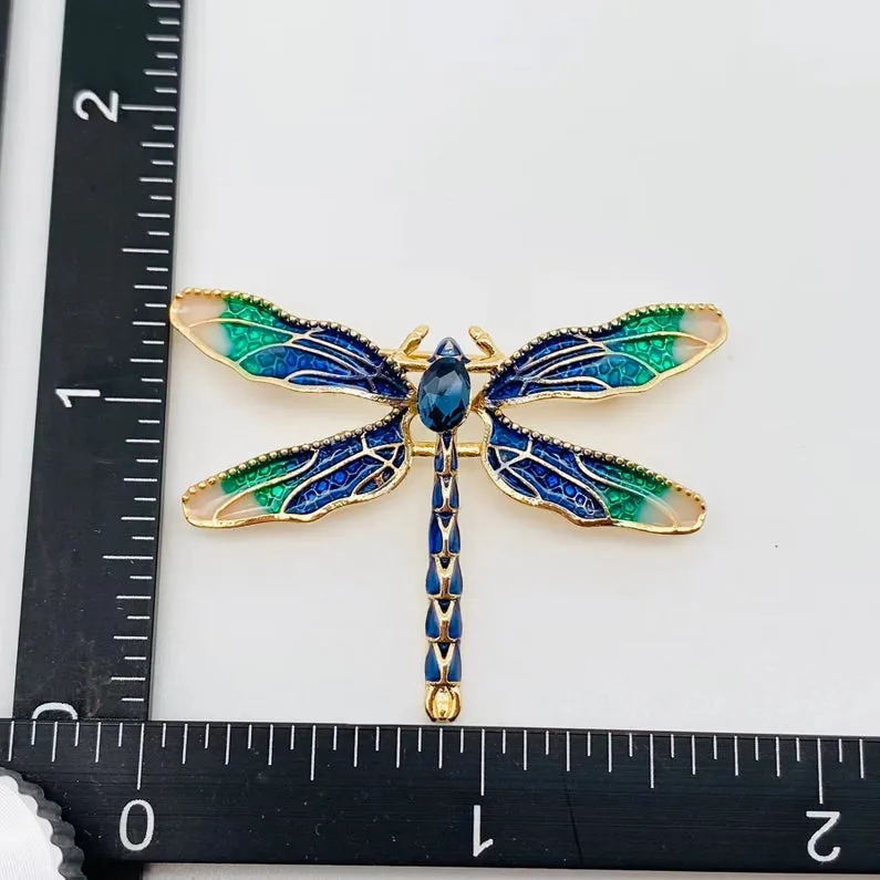 Dragonfly Enamel Sparkle Brooch FB2186 💚