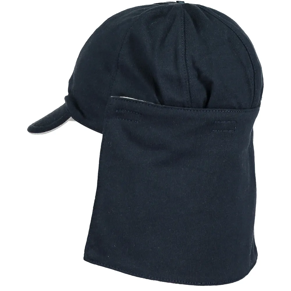 Edward Navy Baby Boys Sun Cap with Detachable Flap
