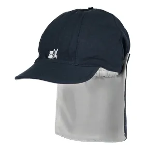Edward Navy Baby Boys Sun Cap with Detachable Flap