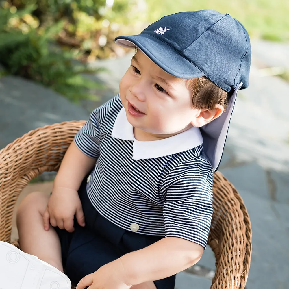 Edward Navy Baby Boys Sun Cap with Detachable Flap