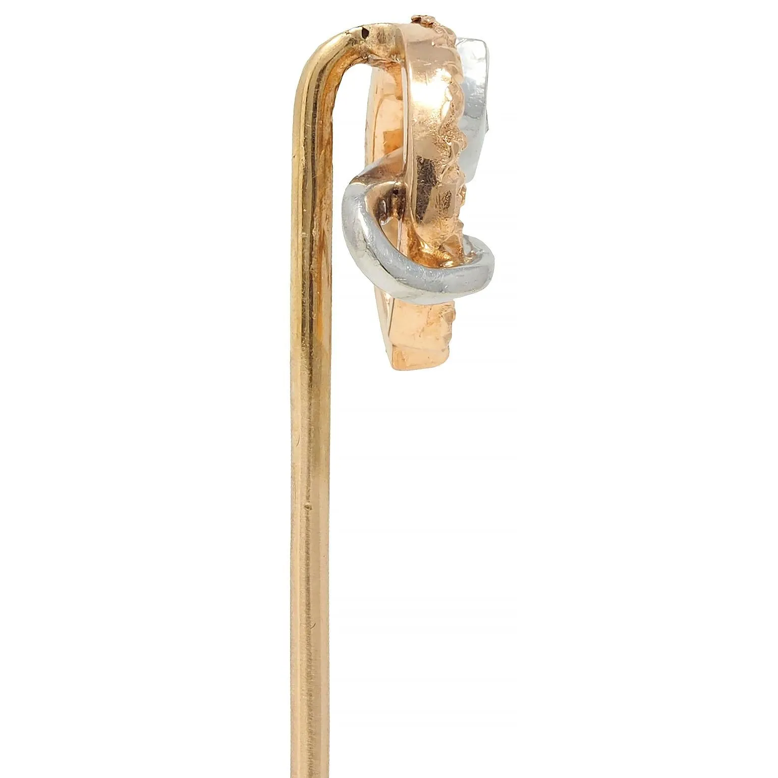 Edwardian Diamond Platinum 18 Karat Gold Antique Horseshoe Stake Stickpin