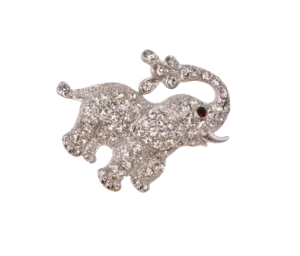 Elephant Faux Crystals Metal Brooch