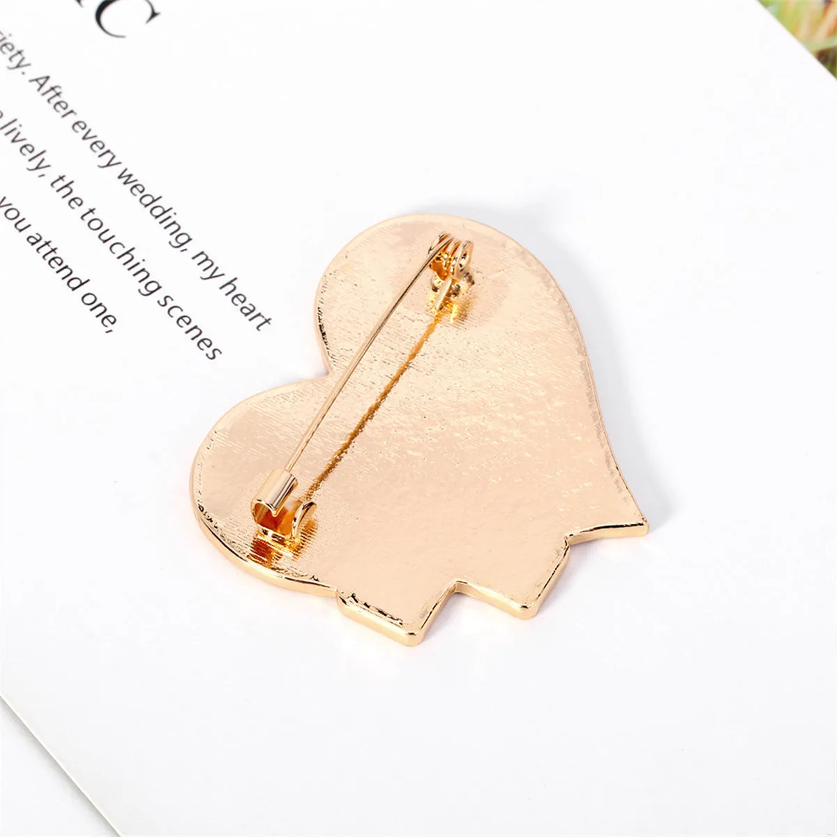 Enamel & 18K Gold-Plated Heart Brooch