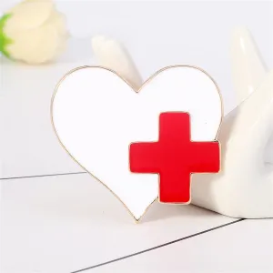 Enamel & 18K Gold-Plated Heart Brooch