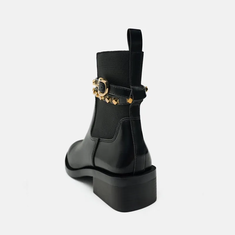Eunice Ankle-strap Chunky Heel Boots