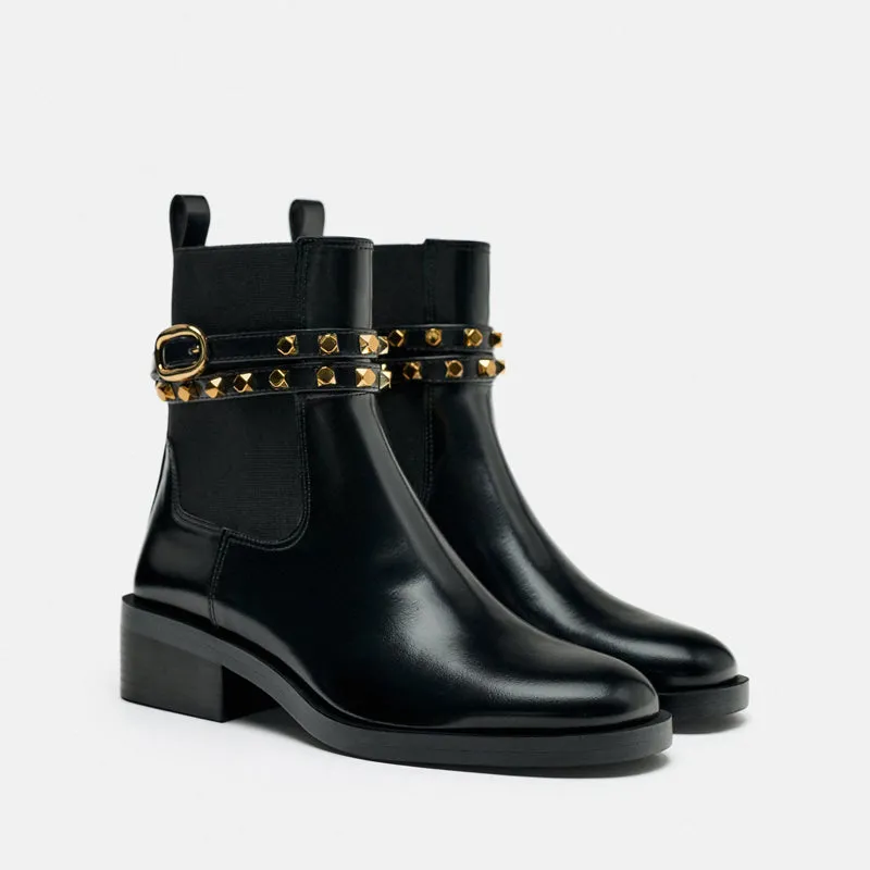 Eunice Ankle-strap Chunky Heel Boots