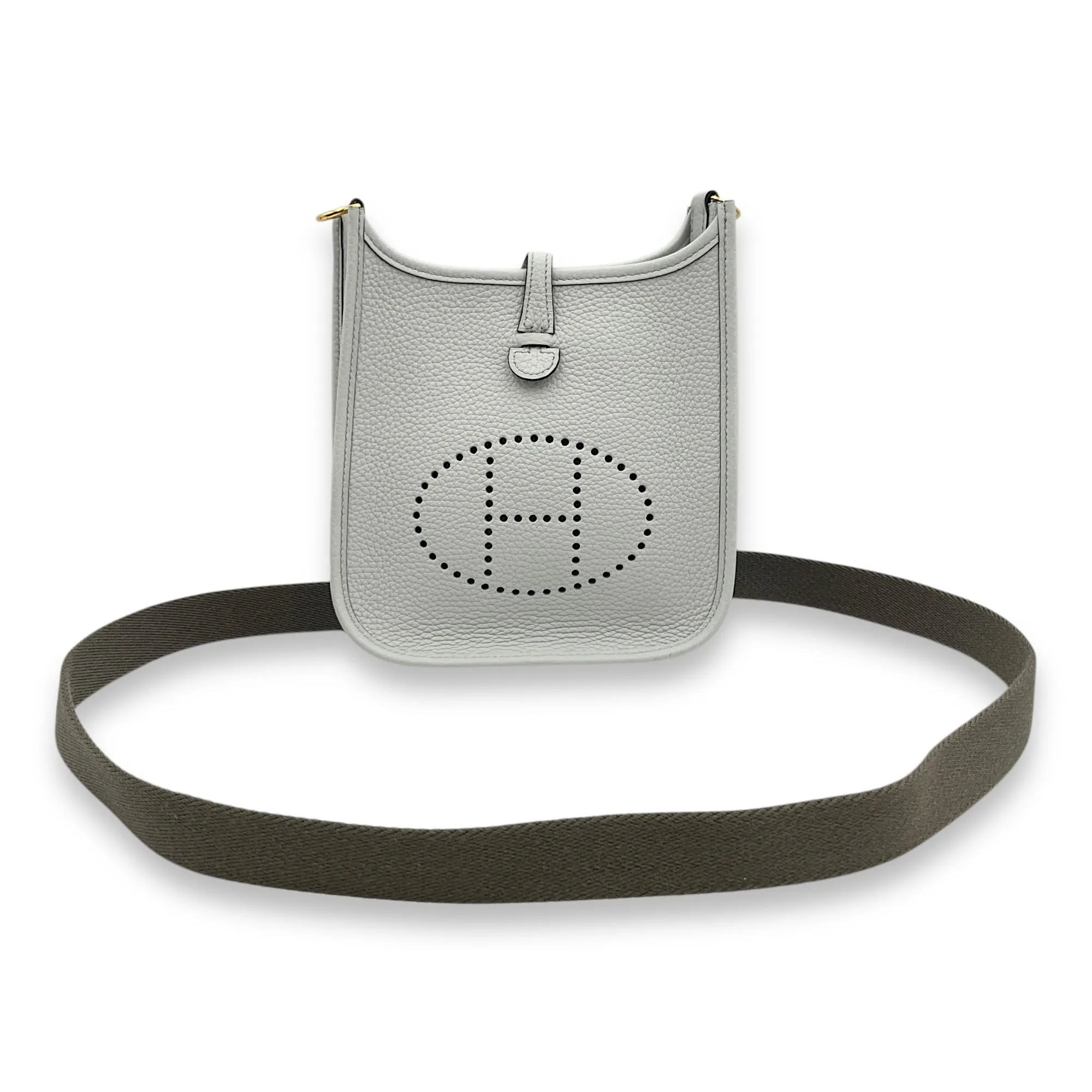 Evelyne Mini Blue Pale in Clemence, Gold hardware