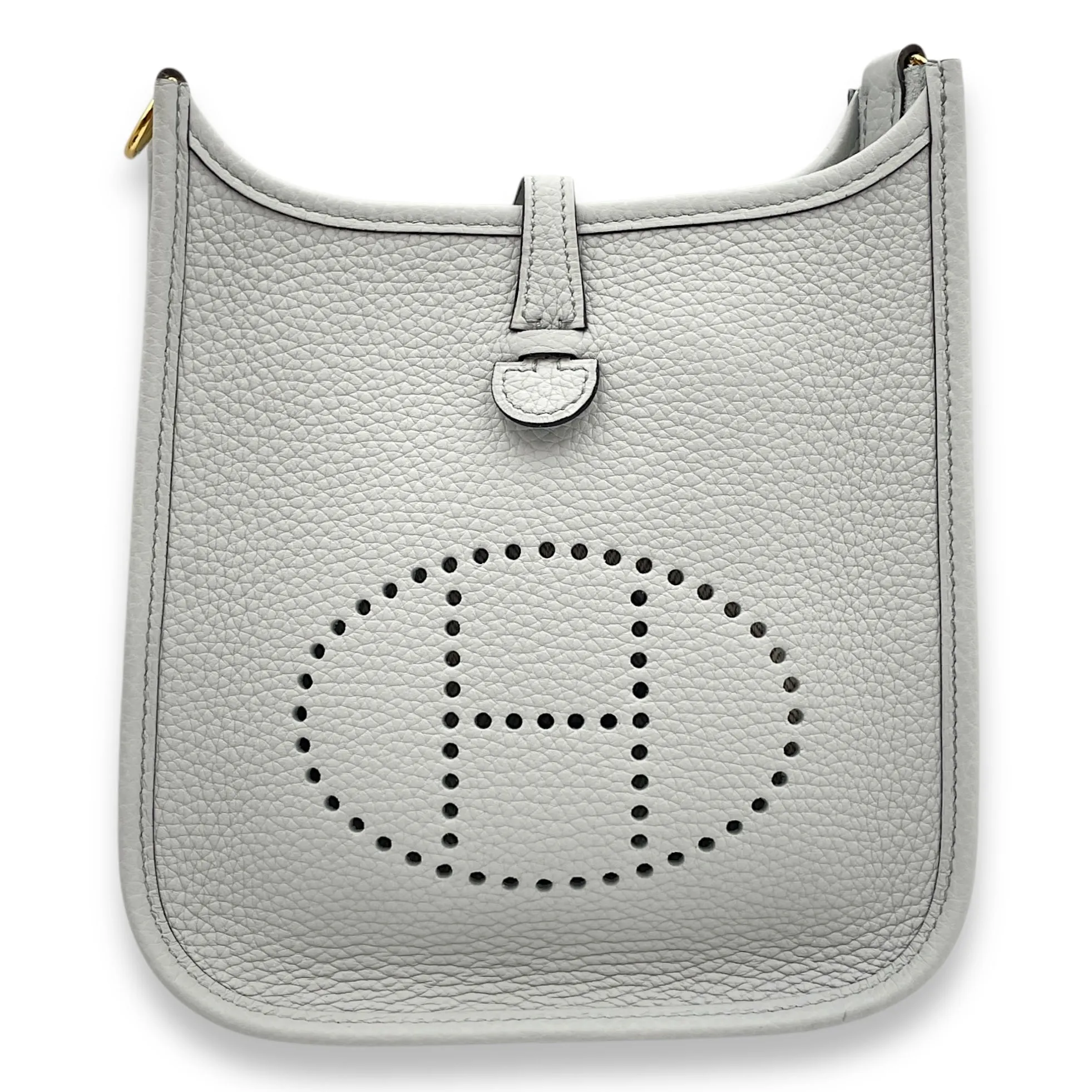 Evelyne Mini Blue Pale in Clemence, Gold hardware