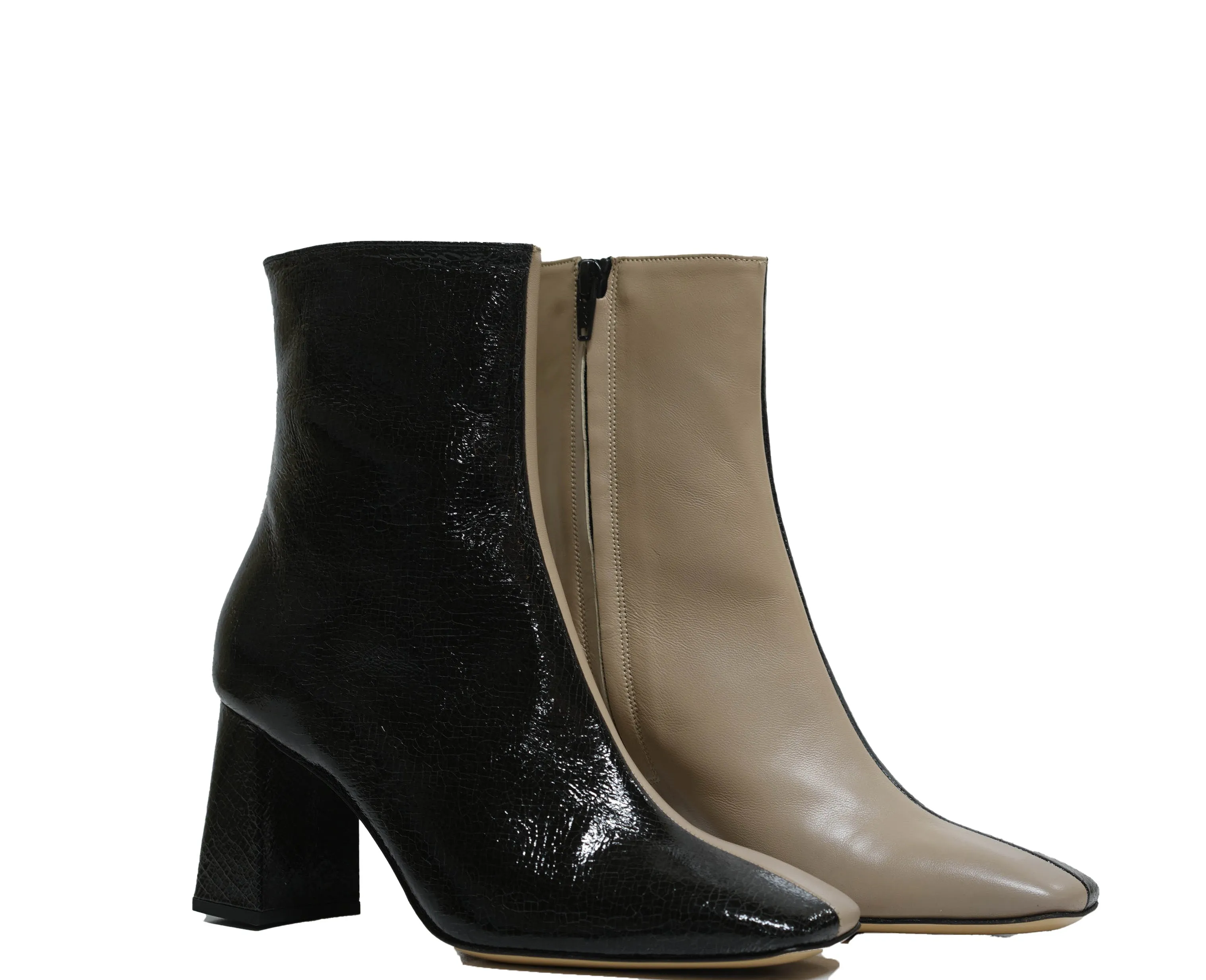 Fabio Rusconi Women’s Leather Beige & Black Ankle Boots Ophelia 30% OFF