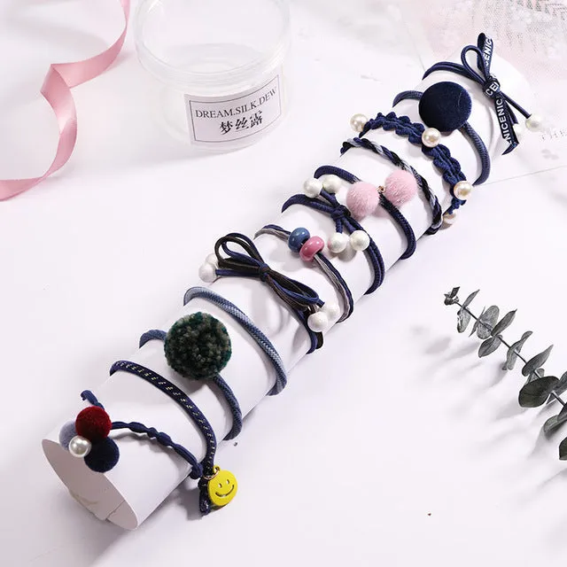 Fashion 8/12/15pcs Women Elegant Elastic Hair Bands Ponytail Holder Rubber Bands Girls Cute Scrunchie Headbands Hair Accessories