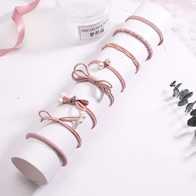 Fashion 8/12/15pcs Women Elegant Elastic Hair Bands Ponytail Holder Rubber Bands Girls Cute Scrunchie Headbands Hair Accessories
