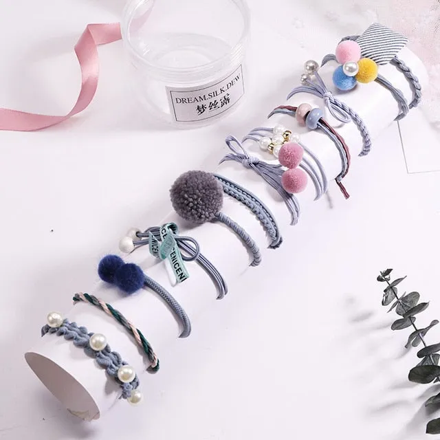Fashion 8/12/15pcs Women Elegant Elastic Hair Bands Ponytail Holder Rubber Bands Girls Cute Scrunchie Headbands Hair Accessories