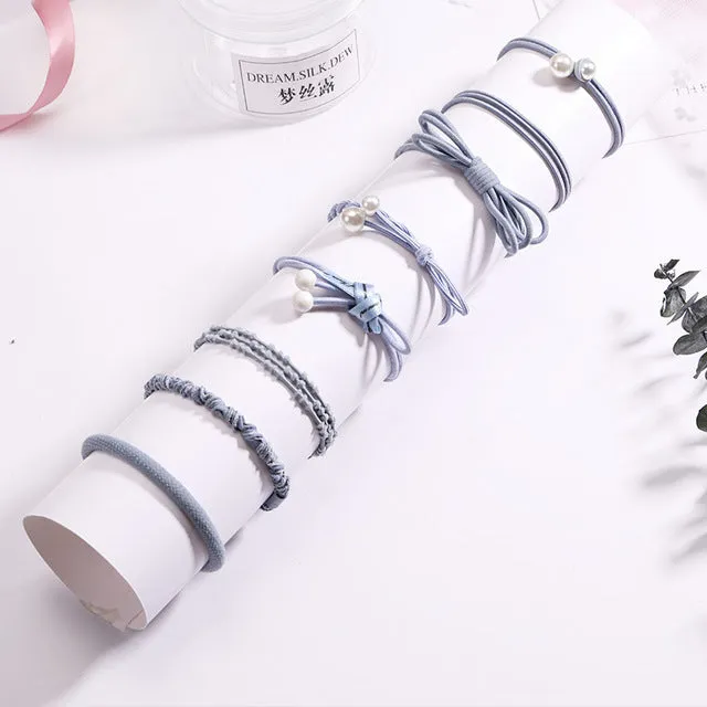 Fashion 8/12/15pcs Women Elegant Elastic Hair Bands Ponytail Holder Rubber Bands Girls Cute Scrunchie Headbands Hair Accessories