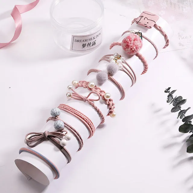 Fashion 8/12/15pcs Women Elegant Elastic Hair Bands Ponytail Holder Rubber Bands Girls Cute Scrunchie Headbands Hair Accessories