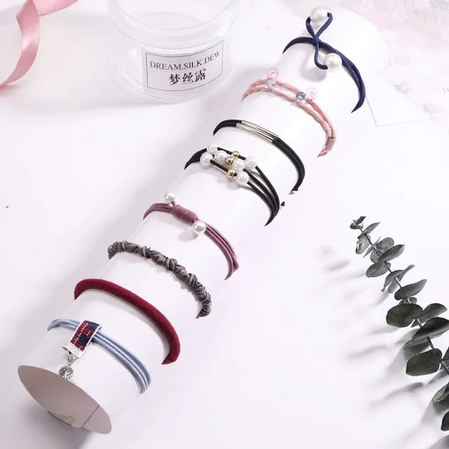 Fashion 8/12/15pcs Women Elegant Elastic Hair Bands Ponytail Holder Rubber Bands Girls Cute Scrunchie Headbands Hair Accessories
