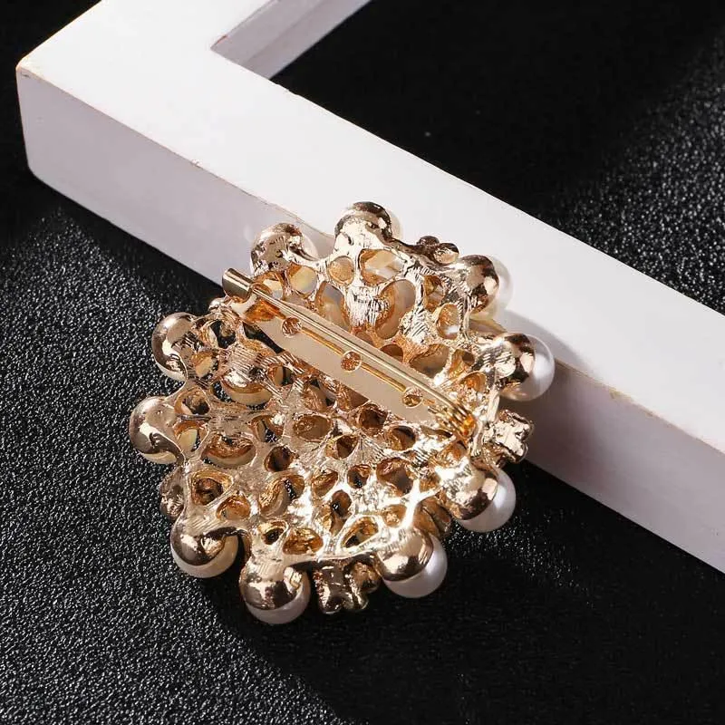 Fashion Women Crystal Simulated Pearl Brooch Pin Wedding Party Jewelry Decor