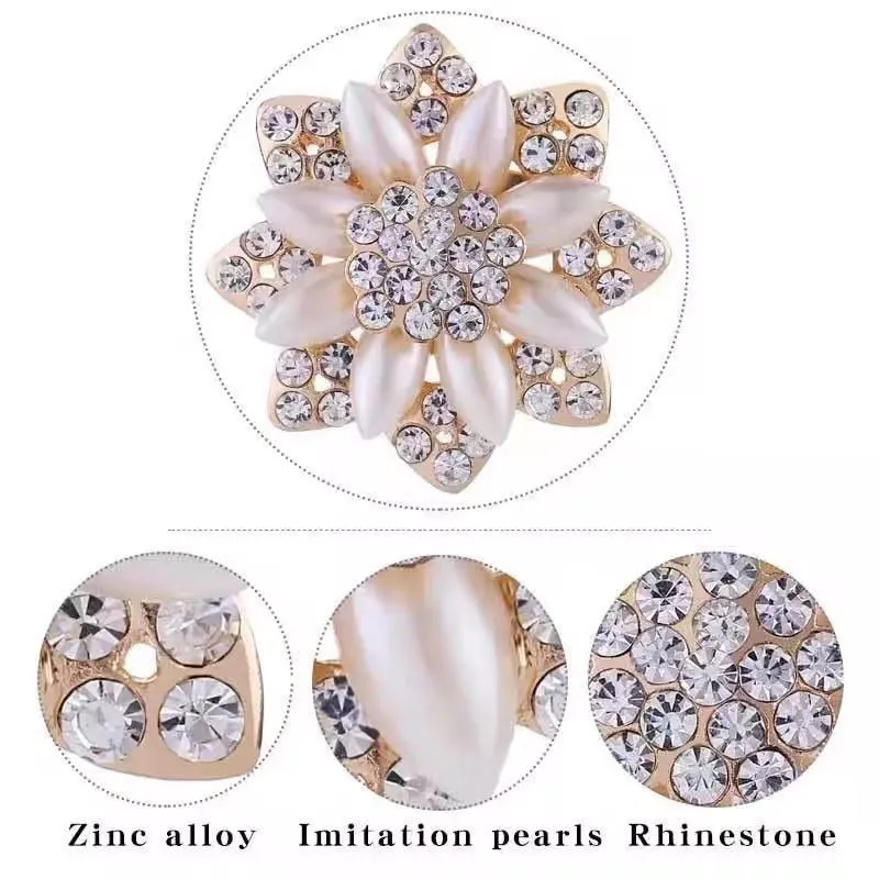 Fashion Women Crystal Simulated Pearl Brooch Pin Wedding Party Jewelry Decor