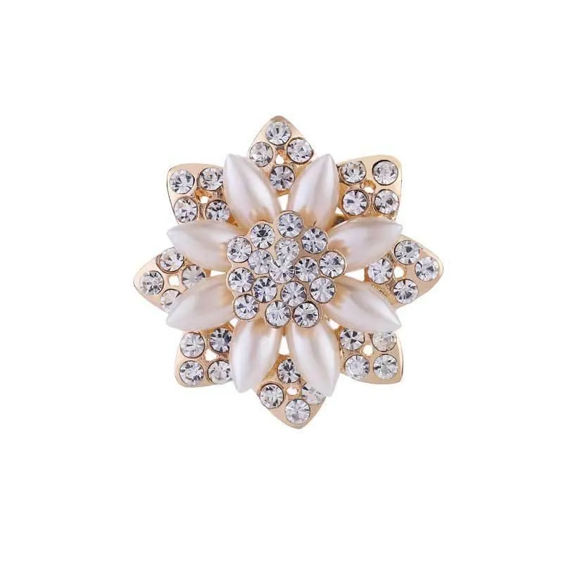 Fashion Women Crystal Simulated Pearl Brooch Pin Wedding Party Jewelry Decor