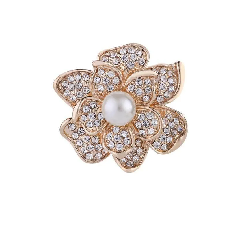Fashion Women Crystal Simulated Pearl Brooch Pin Wedding Party Jewelry Decor