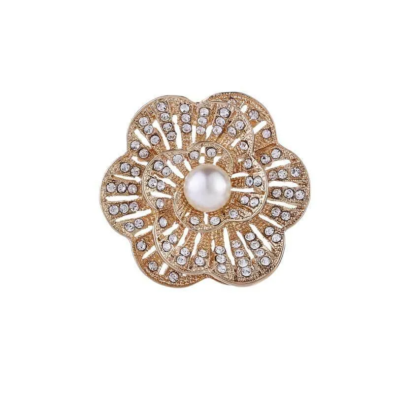 Fashion Women Crystal Simulated Pearl Brooch Pin Wedding Party Jewelry Decor