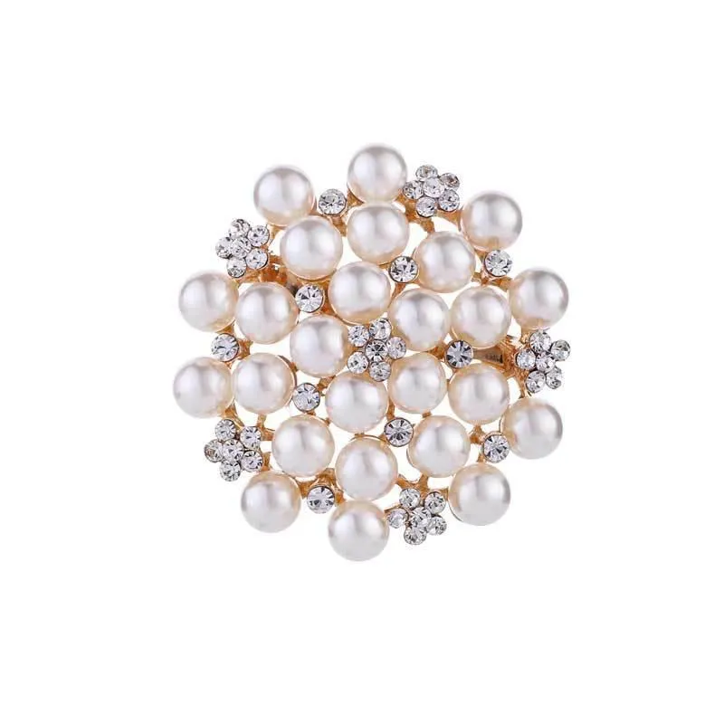 Fashion Women Crystal Simulated Pearl Brooch Pin Wedding Party Jewelry Decor