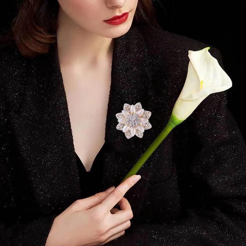 Fashion Women Crystal Simulated Pearl Brooch Pin Wedding Party Jewelry Decor