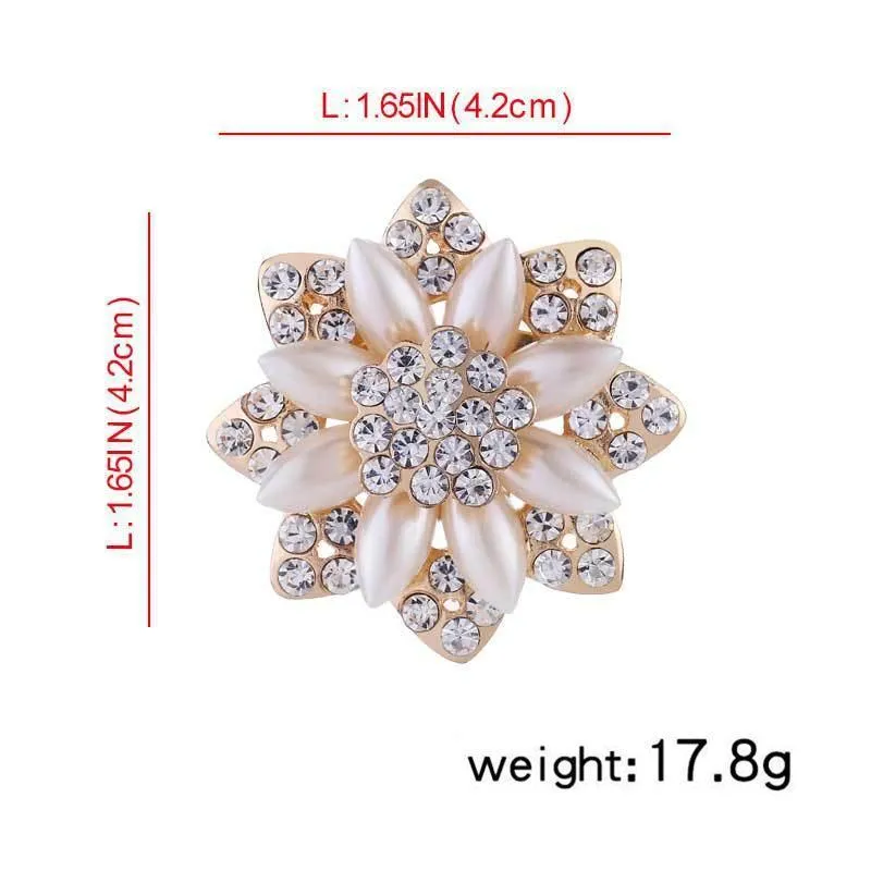 Fashion Women Crystal Simulated Pearl Brooch Pin Wedding Party Jewelry Decor