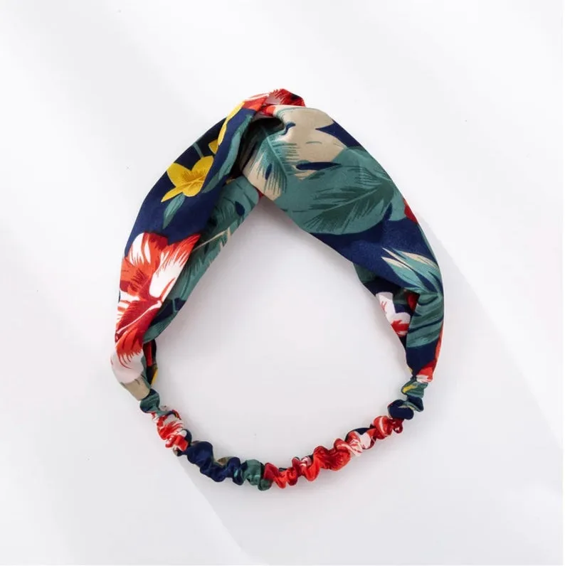Fashion Women Girls Summer Bohemian Hair Bands Print Headbands Vintage Cross Turban Bandage Bandanas HairBands Hair Accessories