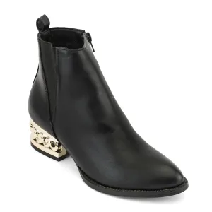 Faux Suede Chain Detail Flat Ankle Boots