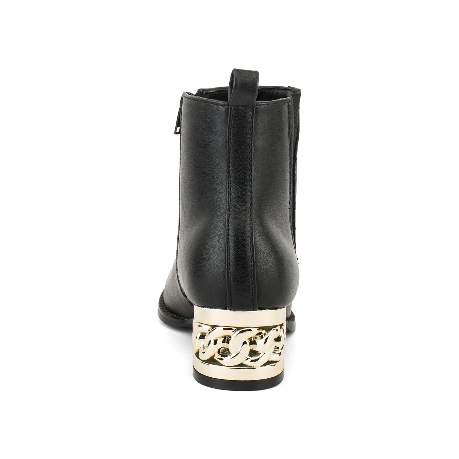 Faux Suede Chain Detail Flat Ankle Boots