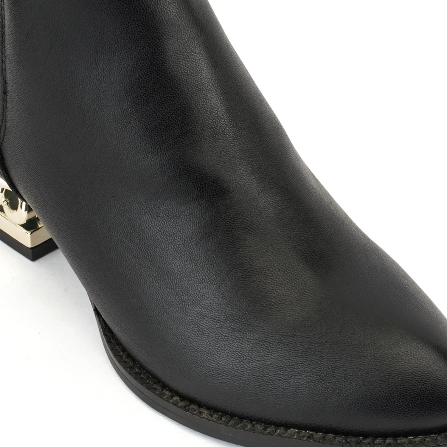 Faux Suede Chain Detail Flat Ankle Boots