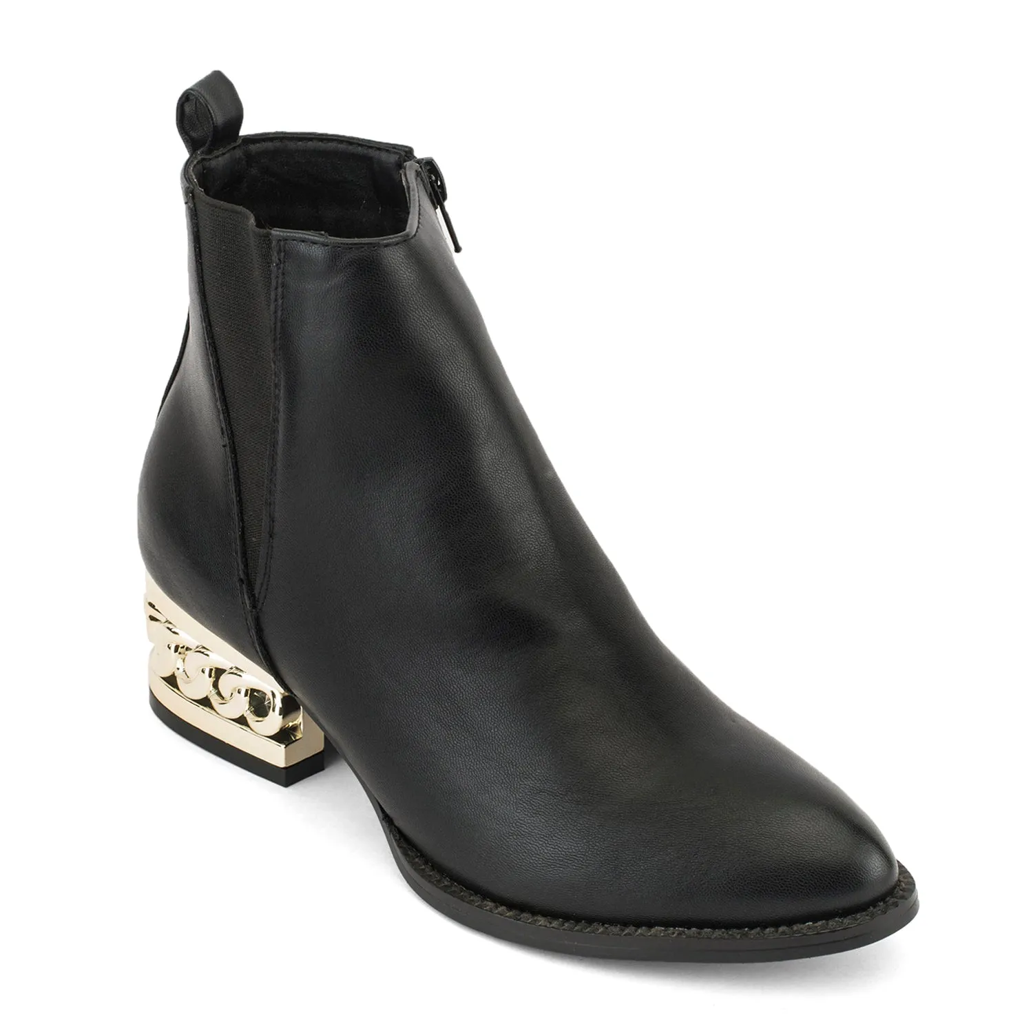 Faux Suede Chain Detail Flat Ankle Boots