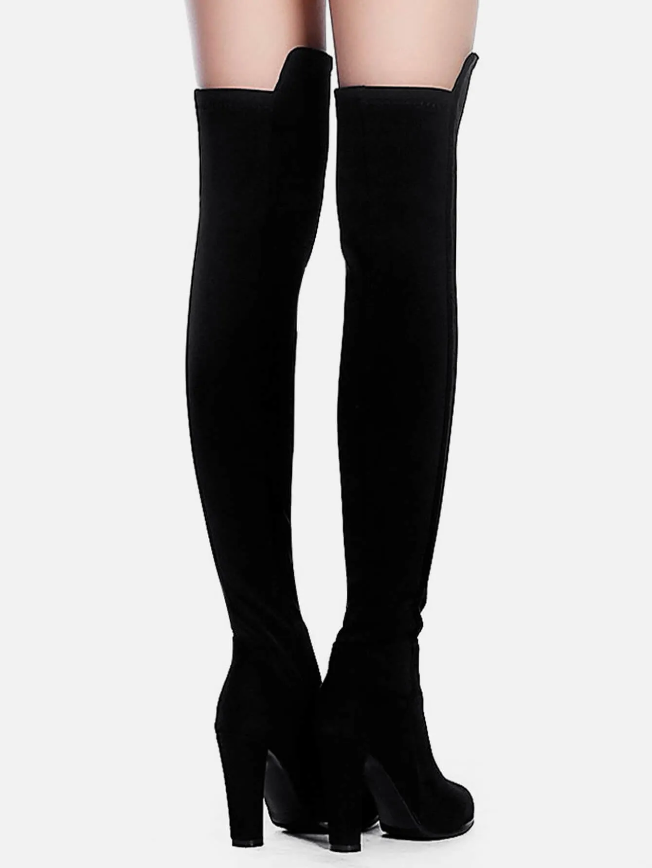 Faux Suede Chunky Heel Boots