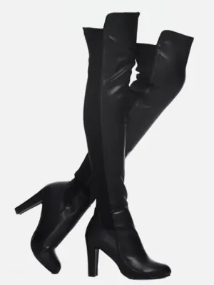 Faux Suede Chunky Heel Boots