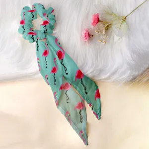 Ferosh Sky Blue Flamingo Scarf Scrunchie