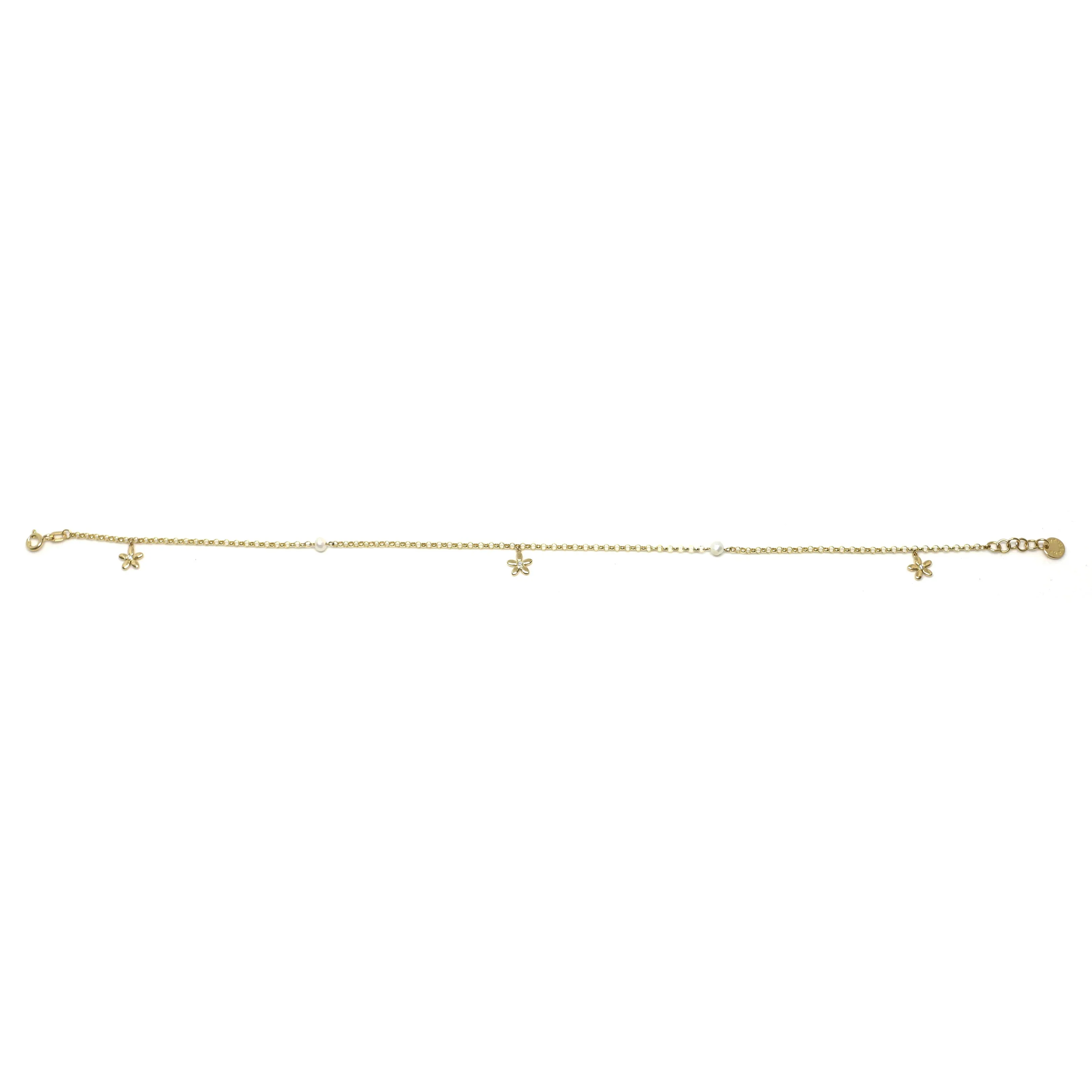 Flower Anklet - Diamonds & Pearls