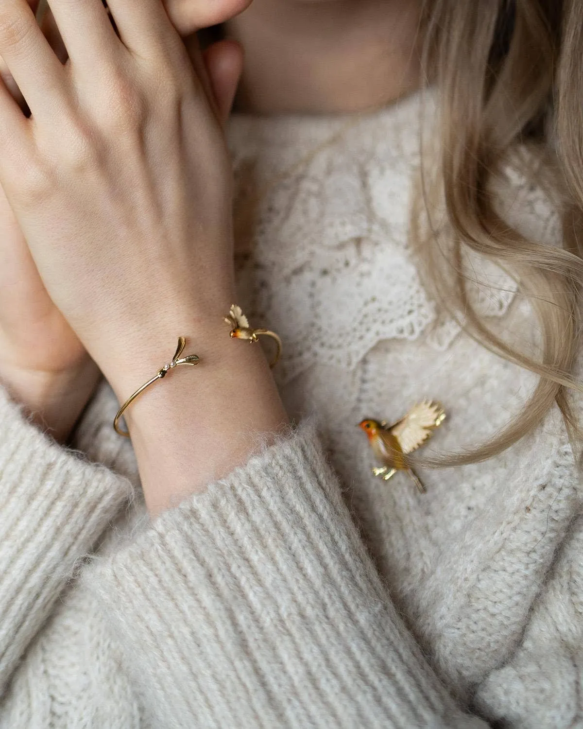 Flying Robin Brooch