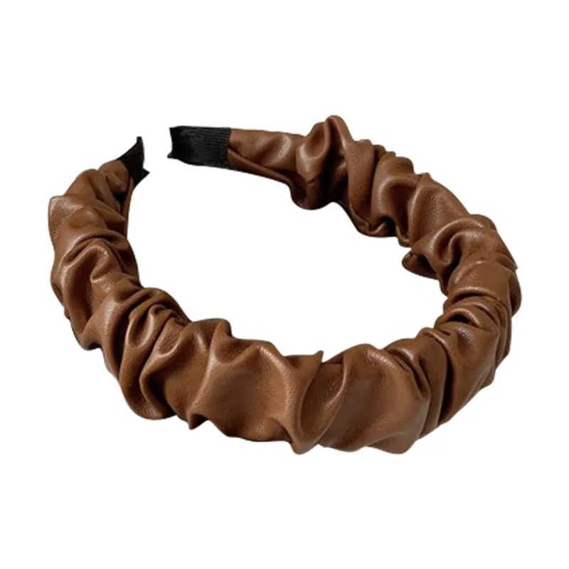 Folded PU Leather Hairband with Pattern Design