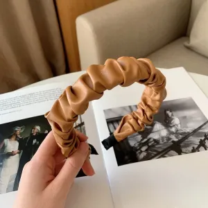 Folded PU Leather Hairband with Pattern Design