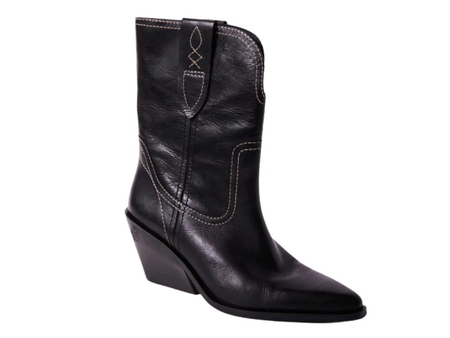 Free People: Pitchfork Point Western Boot in Victorian Black Leather