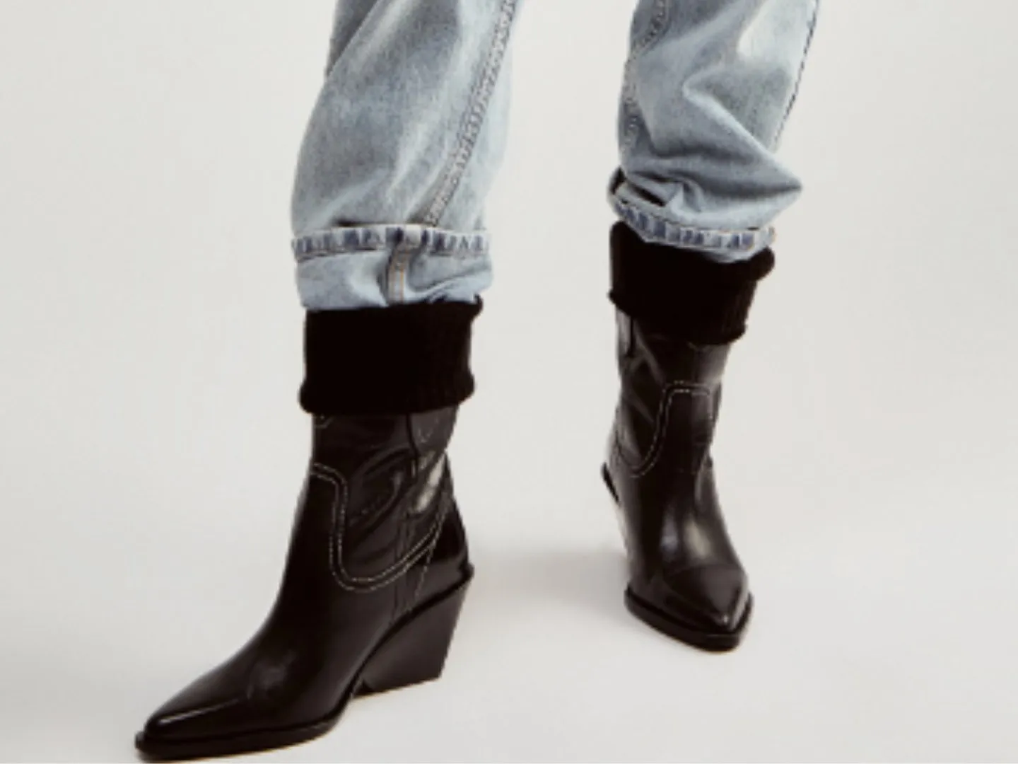Free People: Pitchfork Point Western Boot in Victorian Black Leather