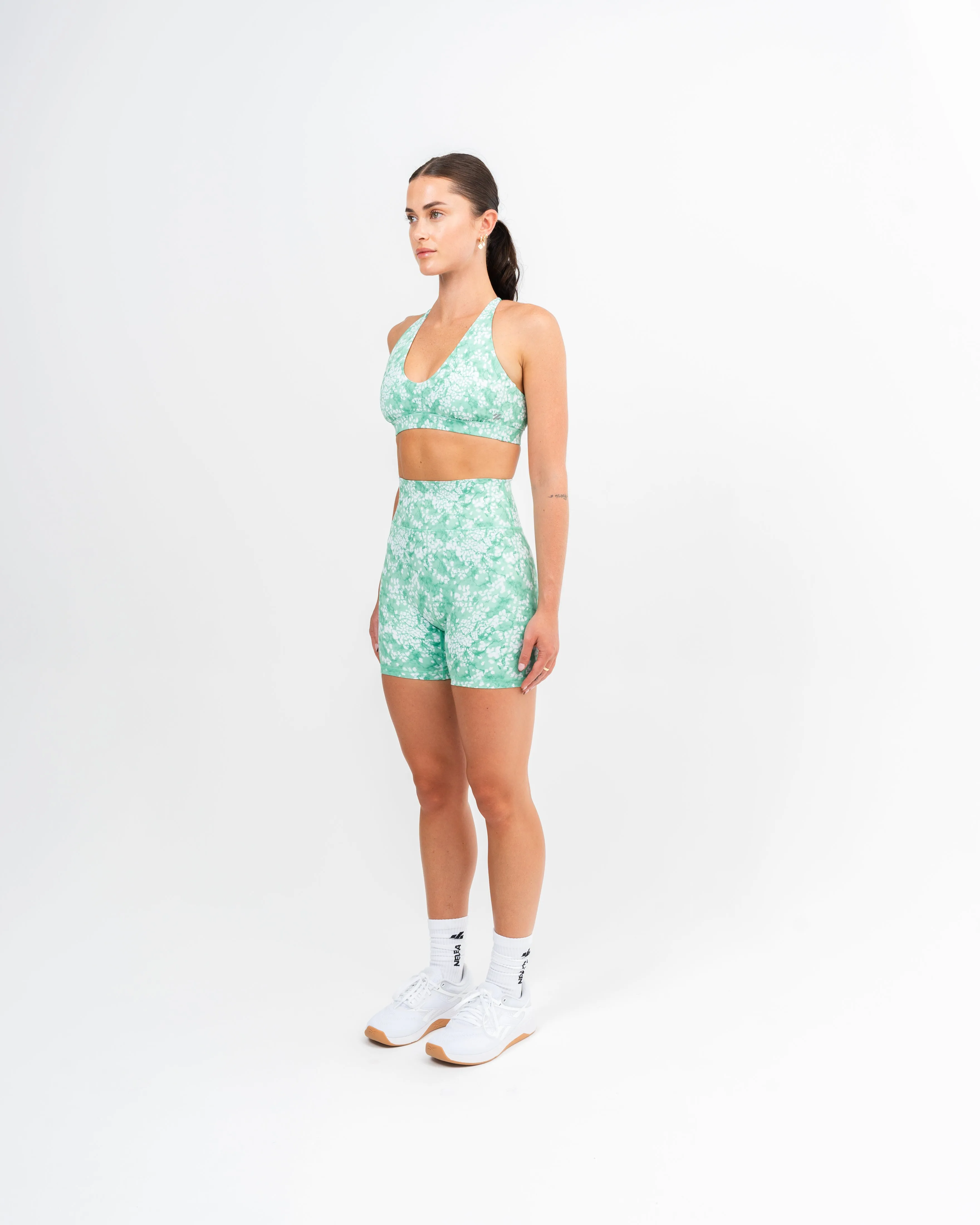 Freedom Marble High Waist Shorts Green