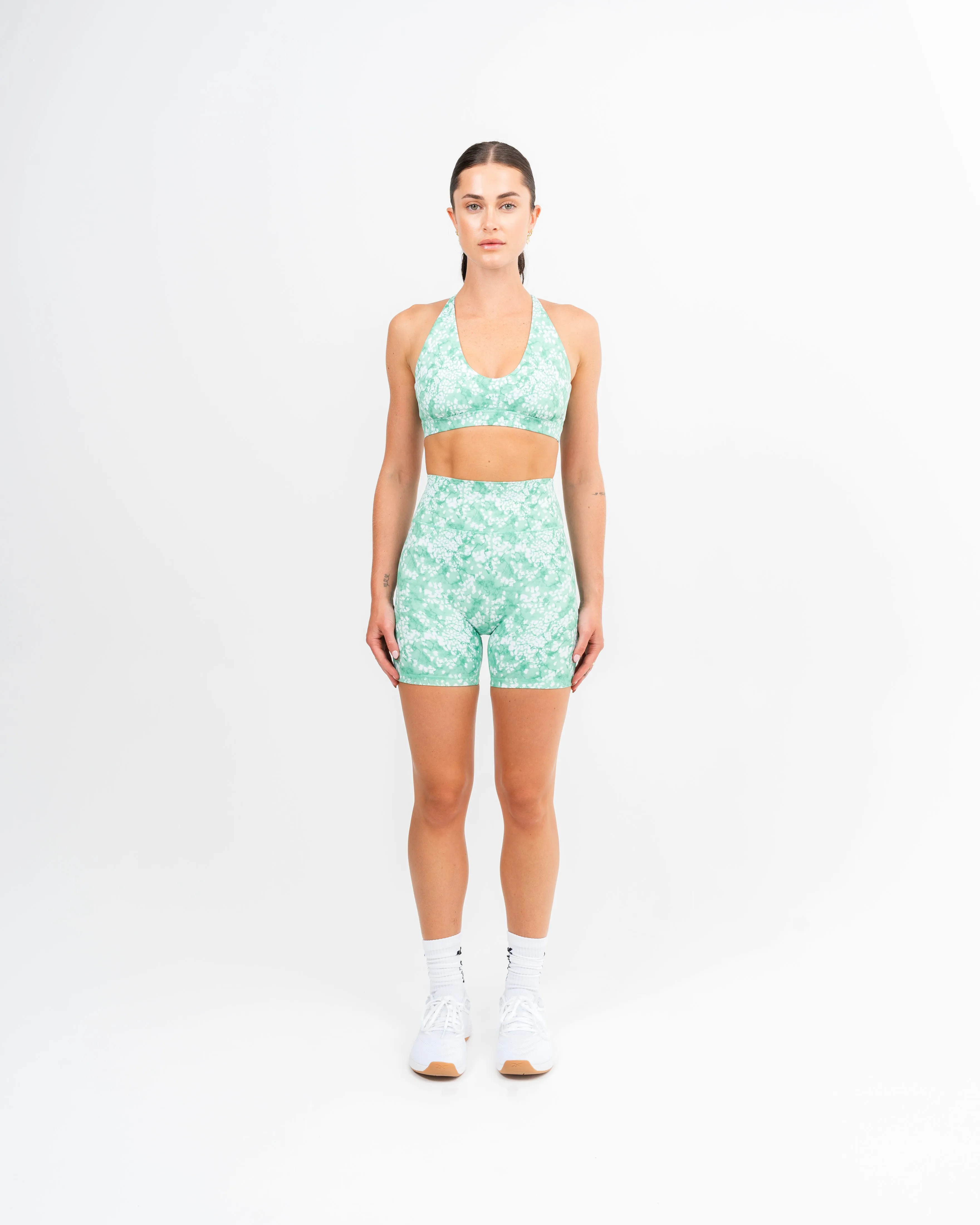 Freedom Marble High Waist Shorts Green
