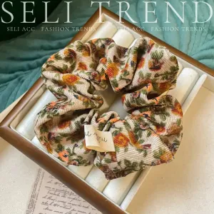 French Fashion Floral Lace Velet Hair Scrunchies for Girls and Women Handmade Hair Loop