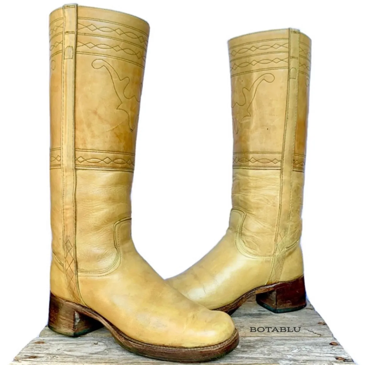 FRYE Vintage Banana Campus Stitching Horse Tall Knee High Boots