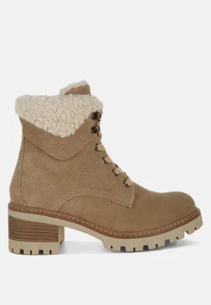 Fur Collar Chunky Ankle Boots By RUW