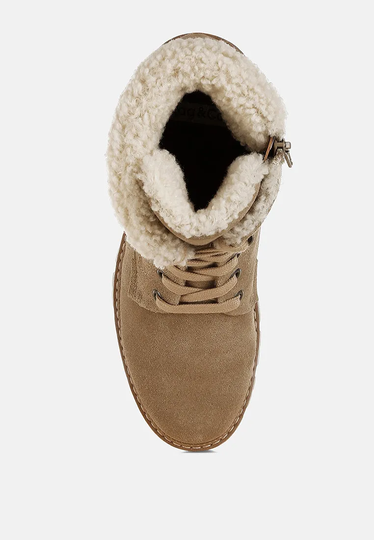 Fur Collar Chunky Ankle Boots By RUW